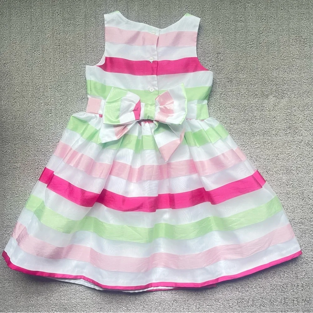 Gymboree Striped Tank Easter Dress Pink Green White Girls Size 6
